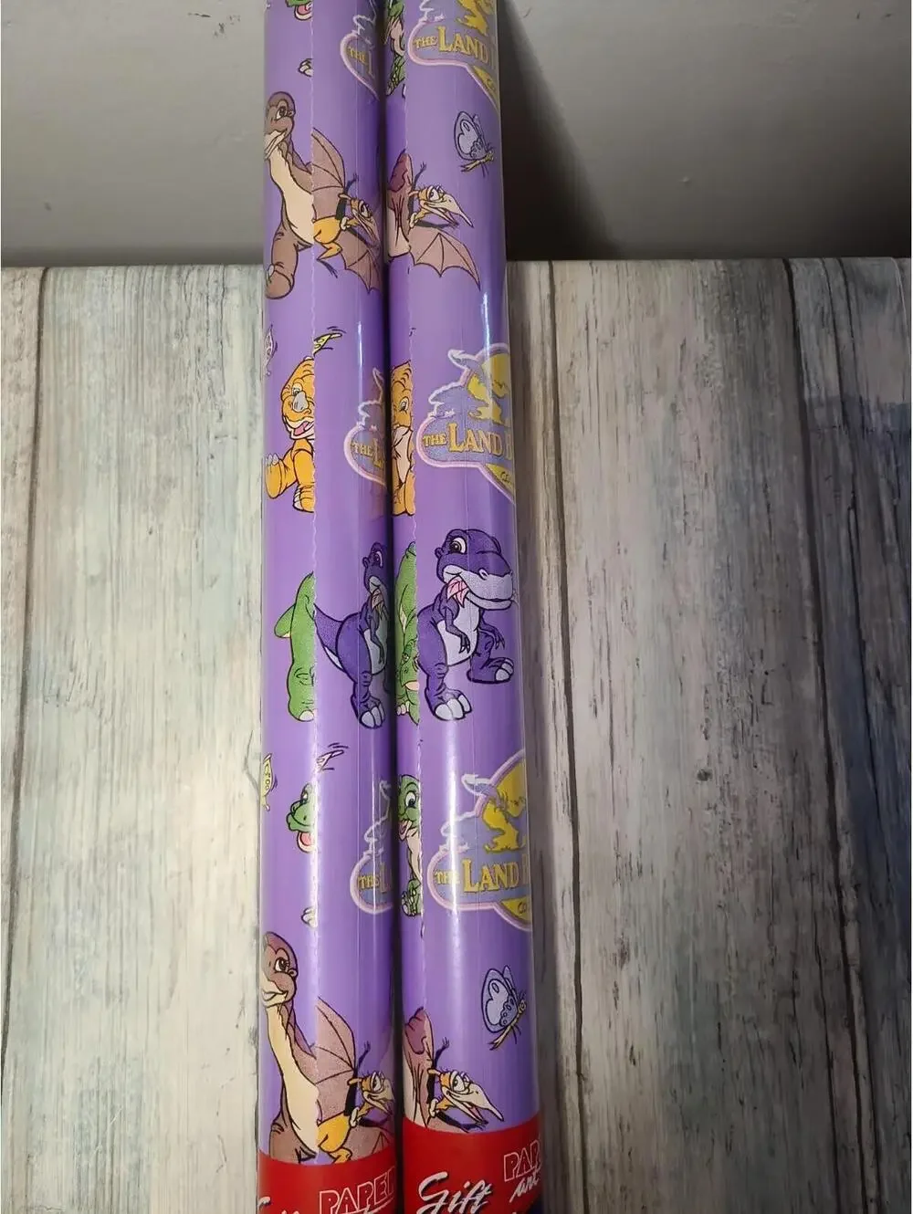 Two Rolls Land Before Time Gift Wrap Paper 5 feet Littlefoot Ducky, Dino, Cera